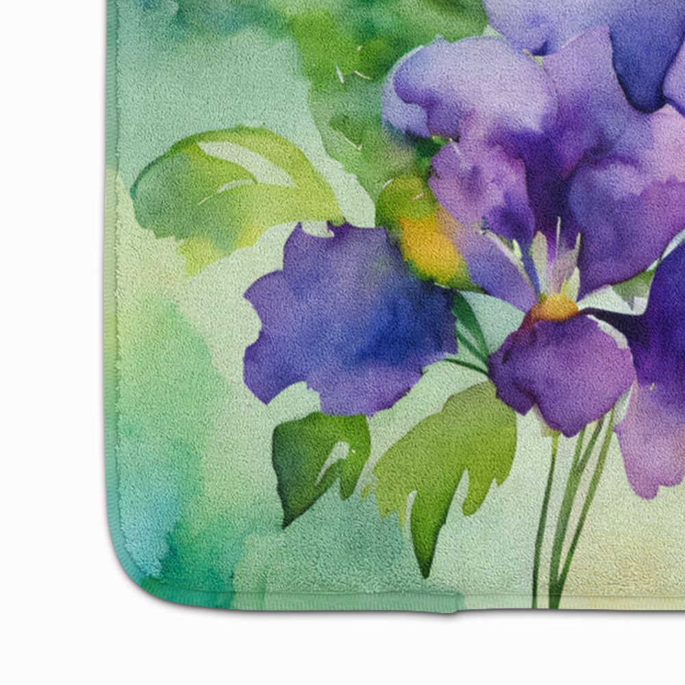 New Jersey Violet in Watercolor Memory Foam Kitchen Mat Machine Washable Anti-Fatigue Mat Cushion Comfort Bath Mat or Kitchen Rug