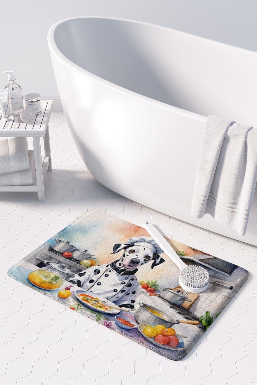 Dalmatian The Chef Memory Foam Kitchen Mat Machine Washable Anti-Fatigue Mat Cushion Comfort Bath Mat or Kitchen Rug