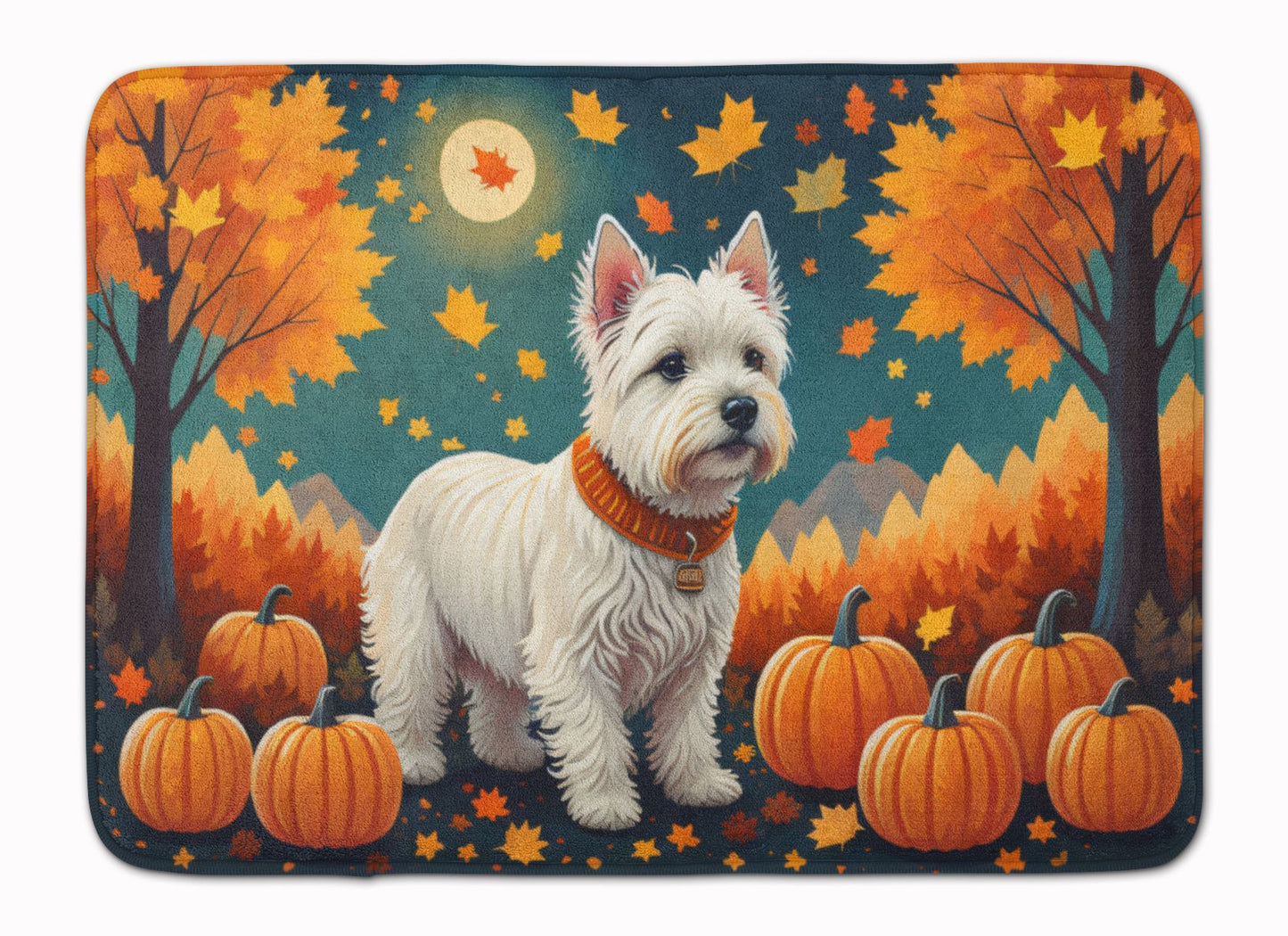 Westie Fall Memory Foam Kitchen Mat Machine Washable Anti-Fatigue Mat Cushion Comfort Bath Mat or Kitchen Rug