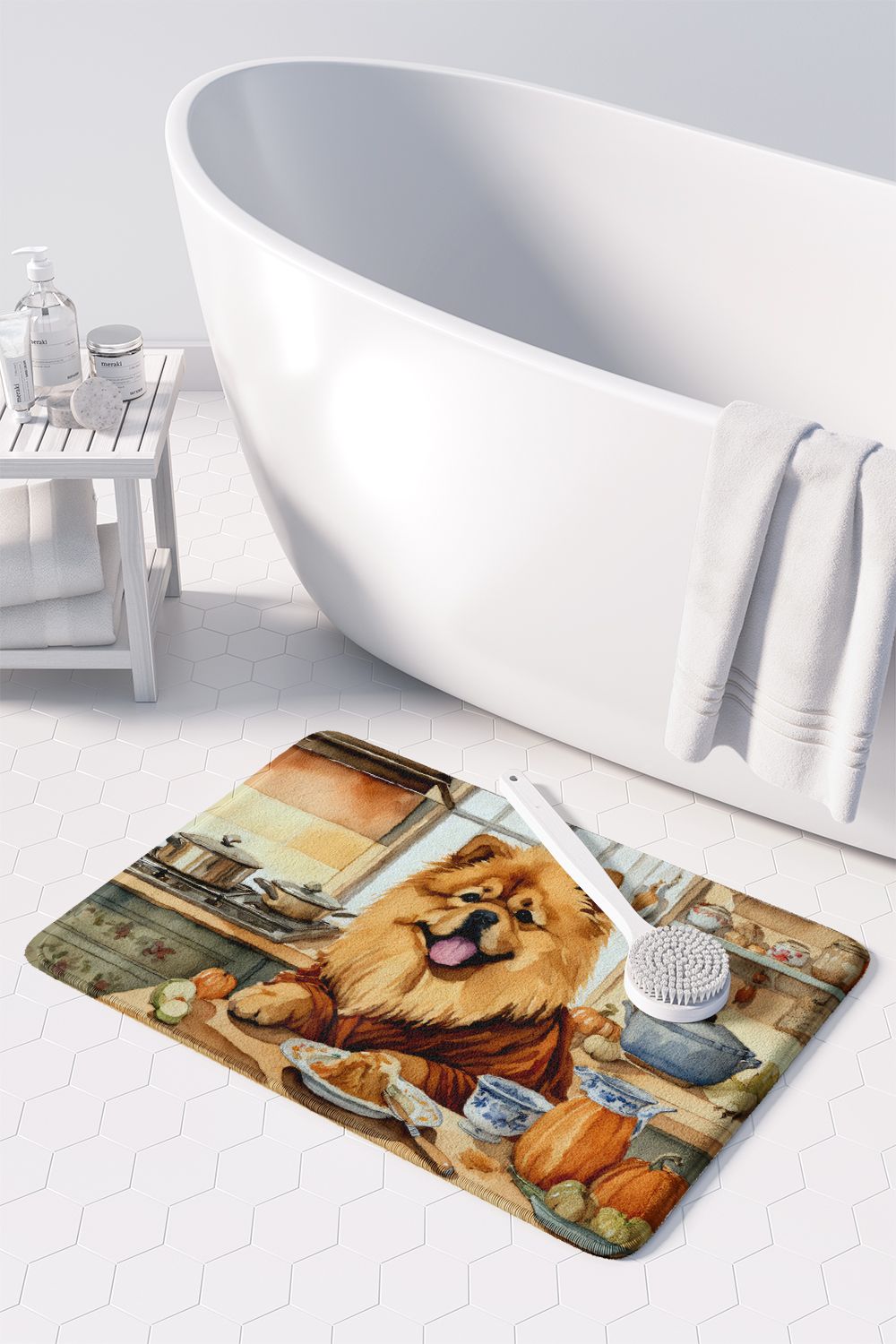 Chow Chow Fall Kitchen Pumpkins Memory Foam Kitchen Mat Machine Washable Anti-Fatigue Mat Cushion Comfort Bath Mat or Kitchen Rug