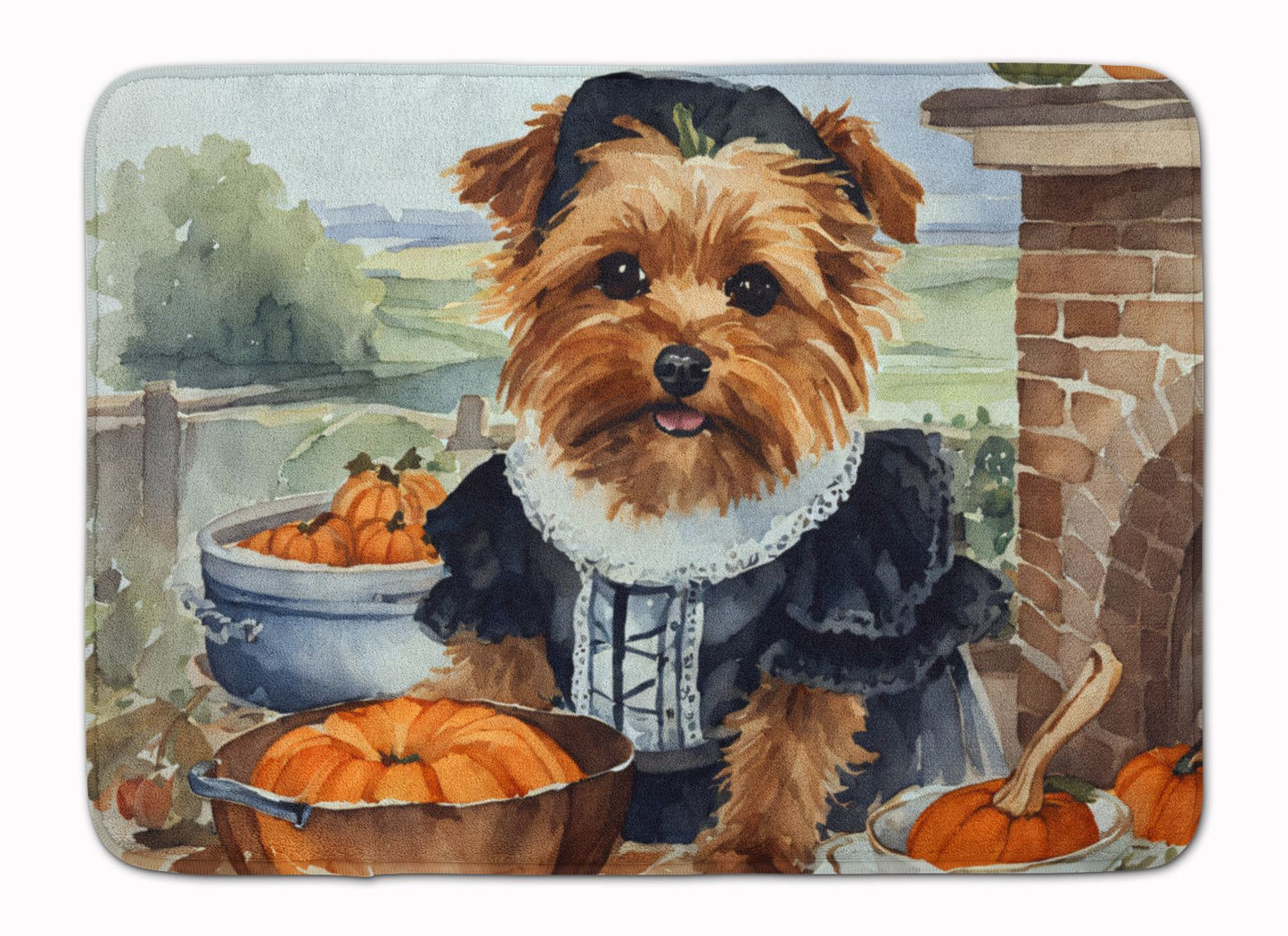 Norfolk Terrier Fall Kitchen Pumpkins Memory Foam Kitchen Mat Machine Washable Anti-Fatigue Mat Cushion Comfort Bath Mat or Kitchen Rug