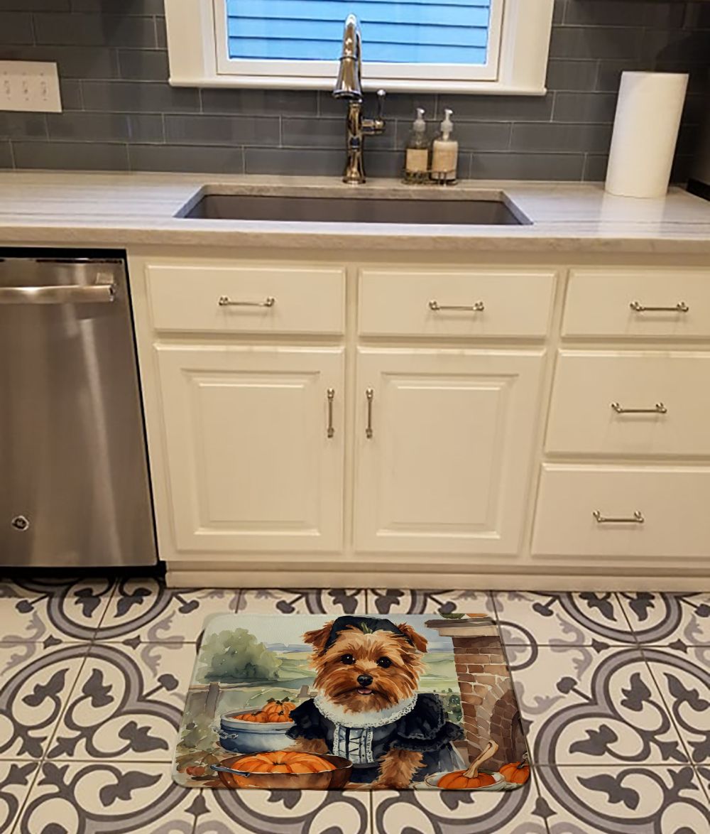 Norfolk Terrier Fall Kitchen Pumpkins Memory Foam Kitchen Mat Machine Washable Anti-Fatigue Mat Cushion Comfort Bath Mat or Kitchen Rug