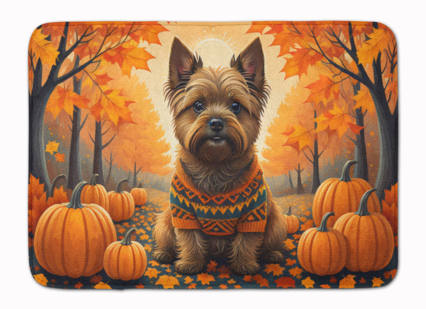 Cairn Terrier Fall Memory Foam Kitchen Mat Machine Washable Anti-Fatigue Mat Cushion Comfort Bath Mat or Kitchen Rug
