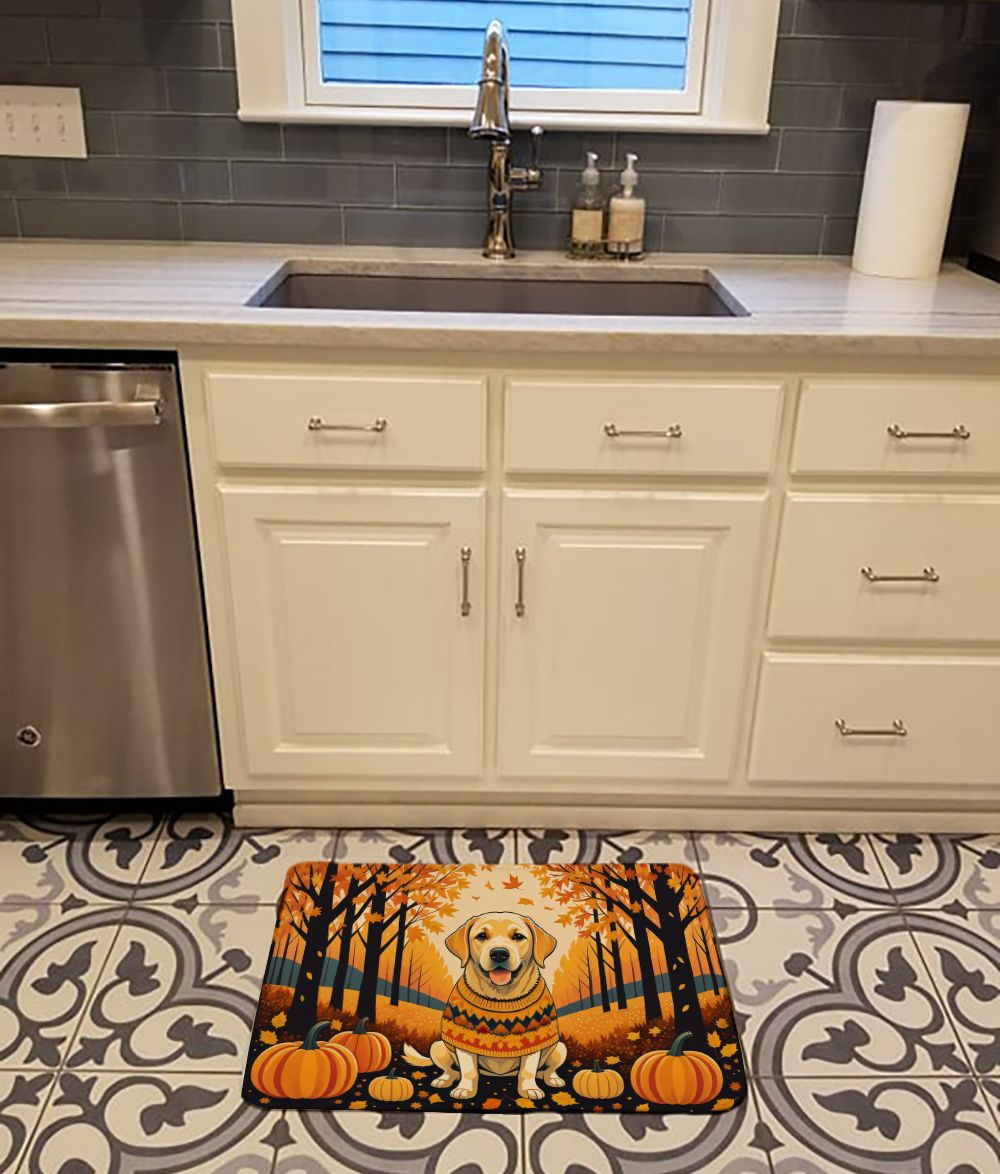 Yellow Labrador Retriever Fall Memory Foam Kitchen Mat Machine Washable Anti-Fatigue Mat Cushion Comfort Bath Mat or Kitchen Rug