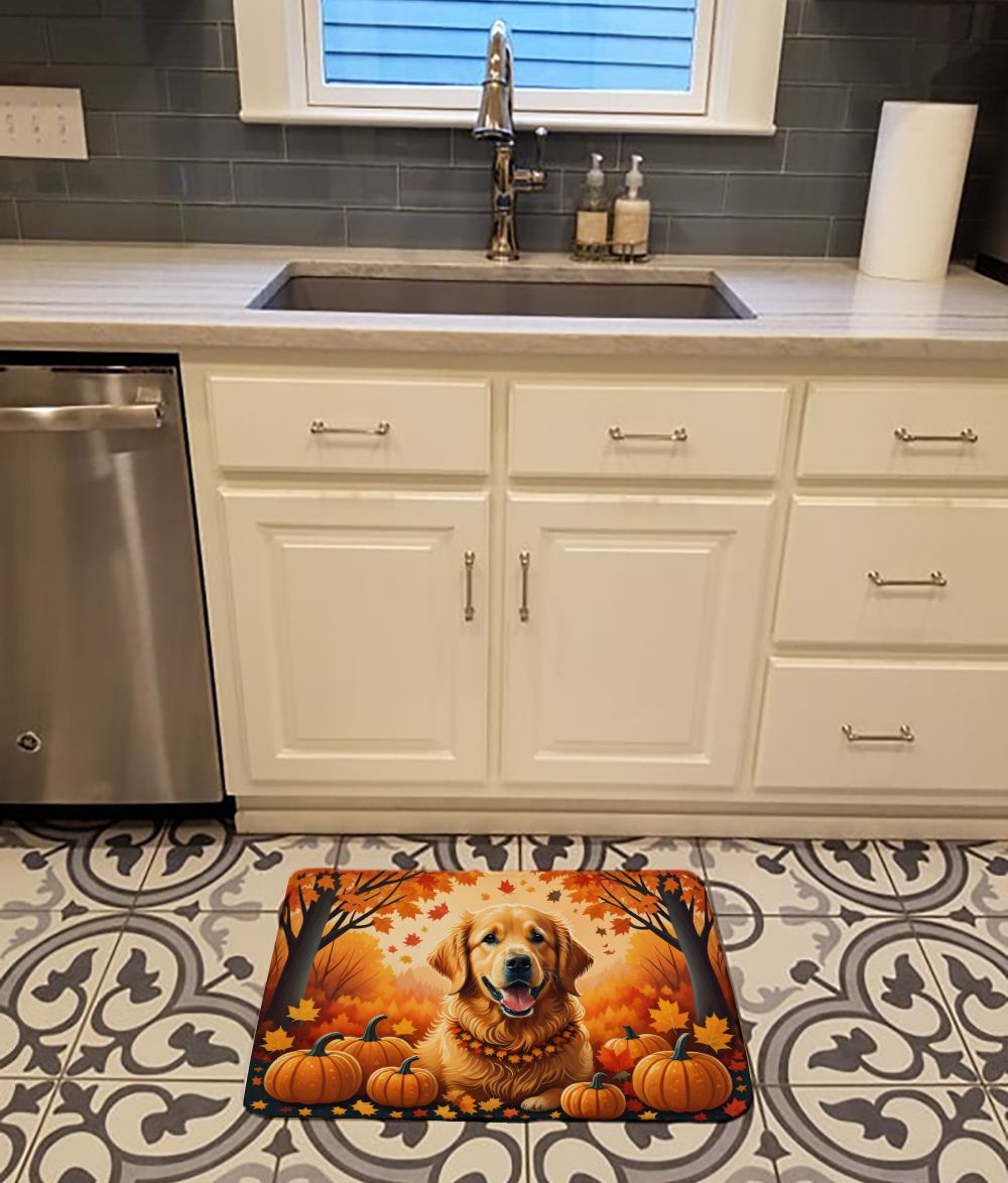 Golden Retriever Fall Memory Foam Kitchen Mat Machine Washable Anti-Fatigue Mat Cushion Comfort Bath Mat or Kitchen Rug