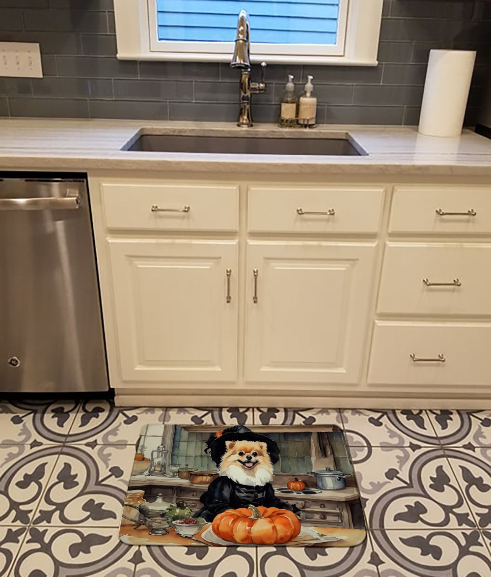 Pomeranian Fall Kitchen Pumpkins Memory Foam Kitchen Mat Machine Washable Anti-Fatigue Mat Cushion Comfort Bath Mat or Kitchen Rug